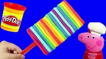PLAY DOH ICE CREAM RAINBOW - How to make cream stick Playdoh with Peppa pig