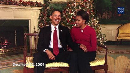 Humour et bilan pour les derniers voeux de Noël à la Maison Blanche du couple Obama