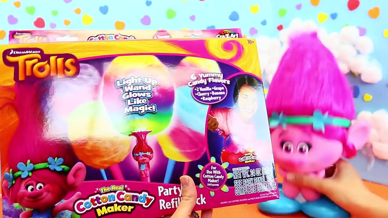 COTTON CANDY MAKER & Troll Hair Makeover! Giant Cotton Candy Machine & Poppy Party Candy Treats