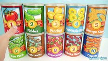 Best Video for Kids to Learn COUNTING 1 to 10, Learning Fruit Vegetables Names with Count Cans Toys