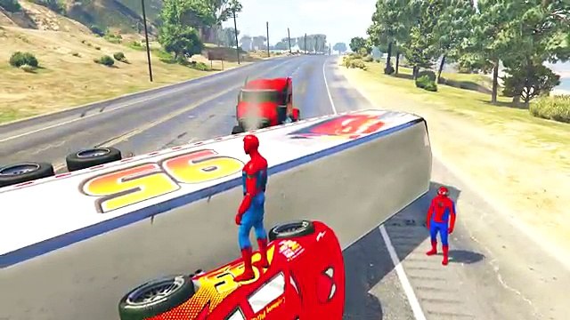 Spiderman Disney Cars Lightning McQueen and Cars Truck (Nursery Rhymes - Cartoon For Kids)