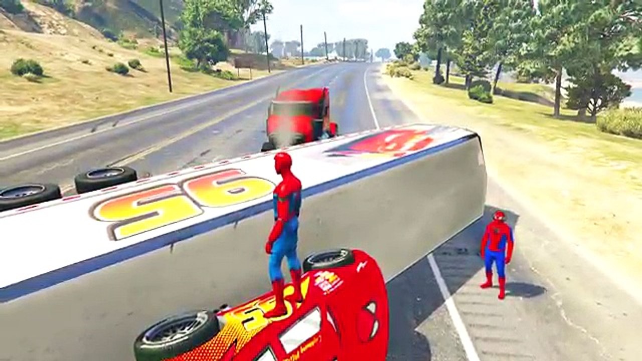 Spiderman Disney Cars Lightning McQueen and Cars Truck (Nursery Rhymes - Cartoon For Kids)