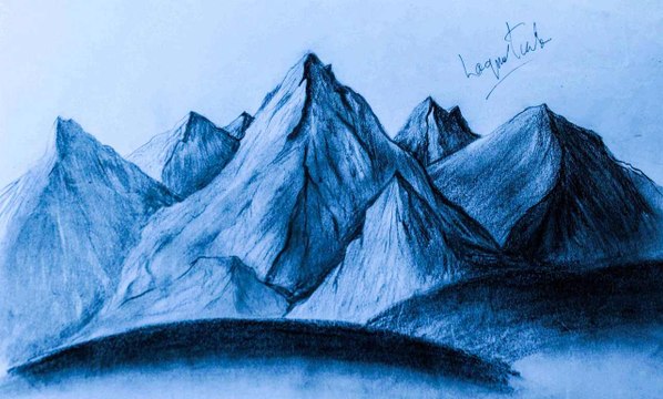 How to draw A Mountain رسم الجبال بقلم الرصاص