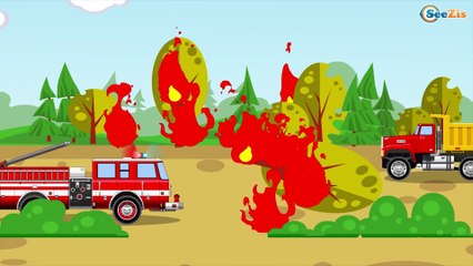 Сoche de policía y Сamión de bomberos | Caricaturas de coches | Carros infantiles