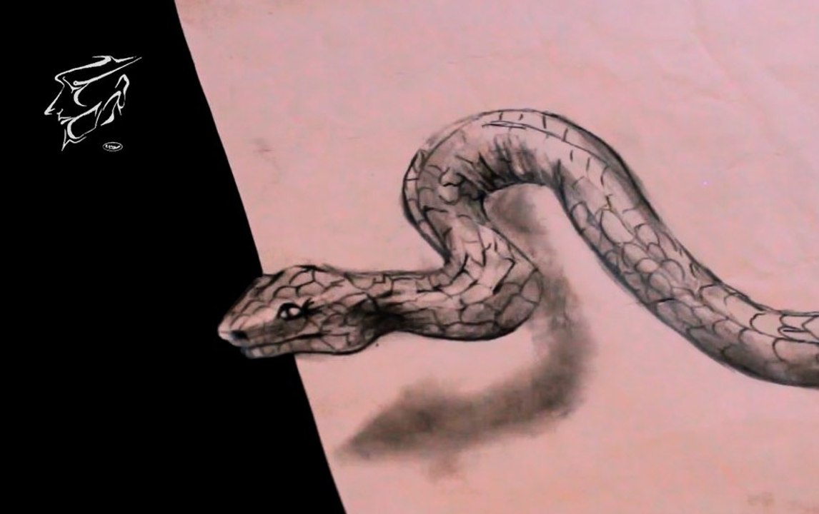 How to draw A Snek  تعلم رسم ثعبان ثلاتي الابعاد