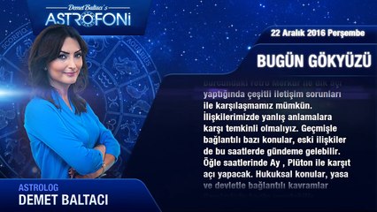 22 Aralık 2016 Perşembe Günlük Astroloji Burç Yorumu