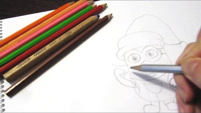 Как нарисовать новогодний рисунок Новогодний миньоны How to draw Christmas picture Christmas minions