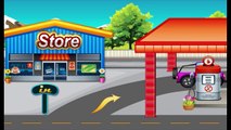 How to build a Fuel Station with Excavator, Crane, loader and Dump Truck - Cartoons for children