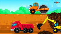 The Red Dump Truck, Crane and Excavator - Diggers and Builder