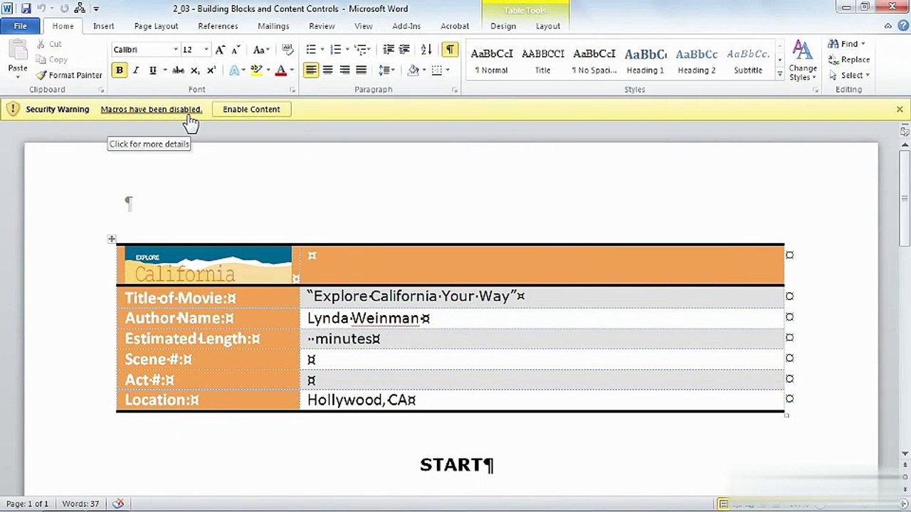 Ms Word Building Blocks and Content Controls 4