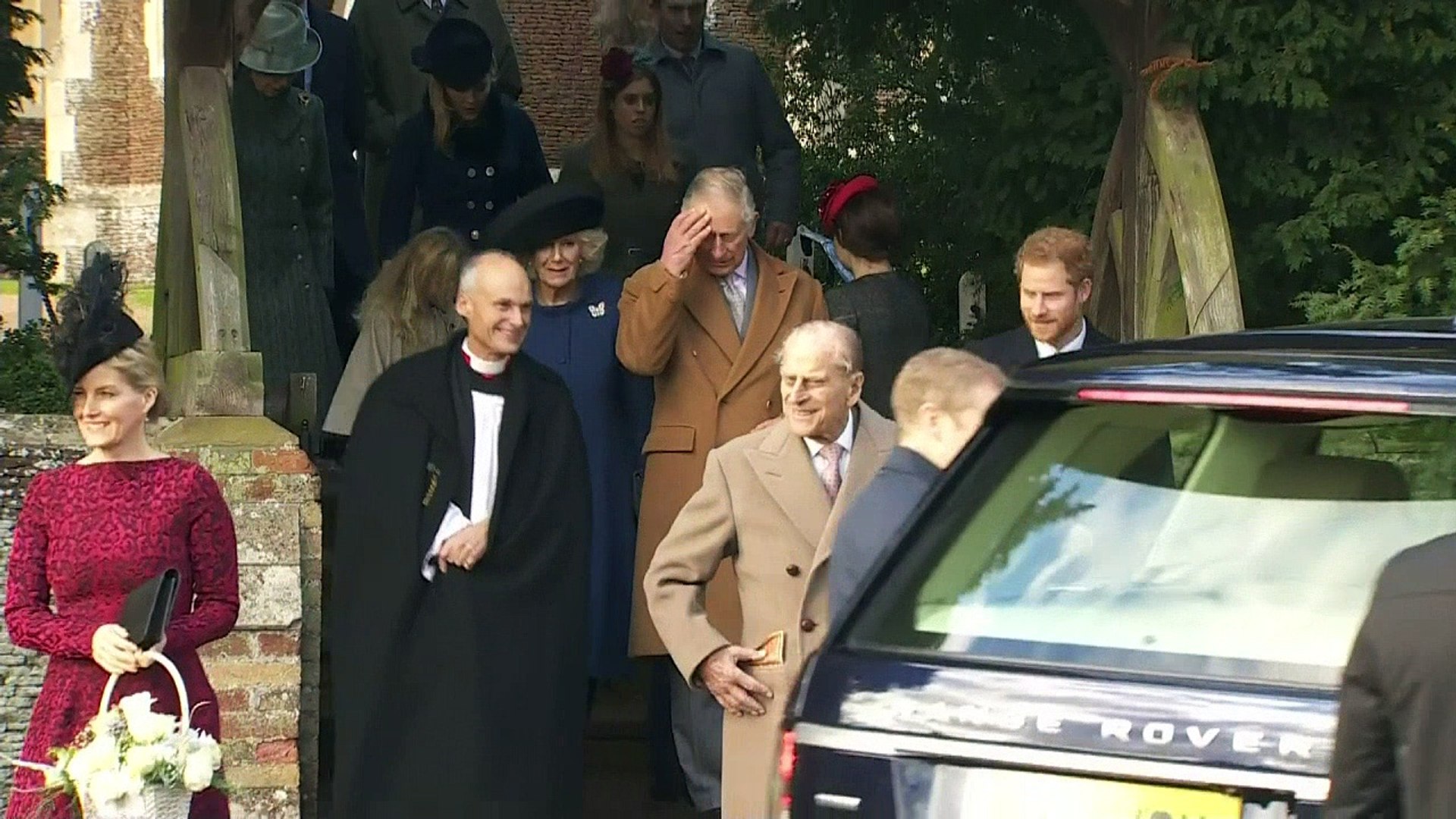 ⁣The Royal family leave church
