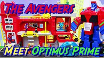 Transformers Griffin Rock Firehouse Headquarters Optimus Prime Rescues Avengers Superhero Spiderman