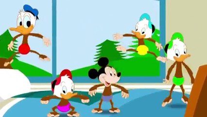 ميكي ماوس خمسة قرود شابة القفز على السرير باللغة العربية