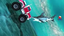 Monster Truck Cartoons for Children | Sharks Attacking Monster Truck | Monster Truck Vs Sharks