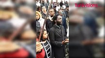 الوقفة الاحتجاجية للطلبة الأفارقة اثر تعرض زملائهم للطعن يوم أمس في العاصمة