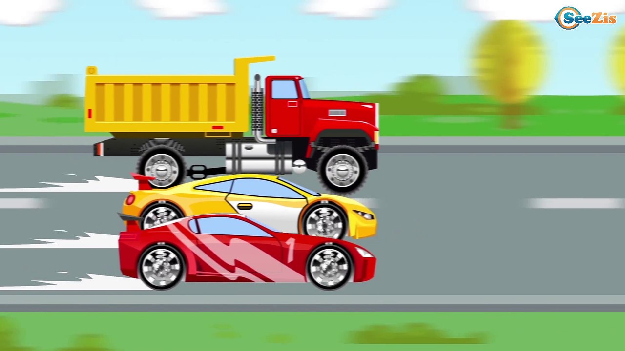 Cars and Trucks Cartoon for kids - The Truck and Racing Cars - Race - Video for children Episode 11