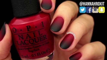Matte Black & Red Ombre Nails