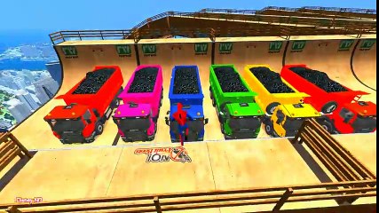 Learn Vehicles Colors For Kids - Fire Truck and School Bus with More Color Cars in Spiderman Cartoon