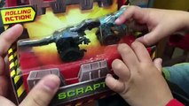 Dinotrux Scraptors Unboxing Dino Trucks Tonka Emergency Rig Fire truck MineCraft by FamilyToyReview