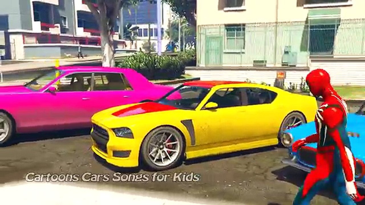 CAR WASH for Kids with Spiderman! Color Cars Transportation on Truck! Cartoon and Fun Nursery Rhymes