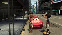 Disney Sheriff Woody and Mickey Mouse plays with Lightning McQueen Cars