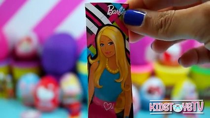 Barbie Mickey mouse kinder egg play doh Peppa pig surprise eggs