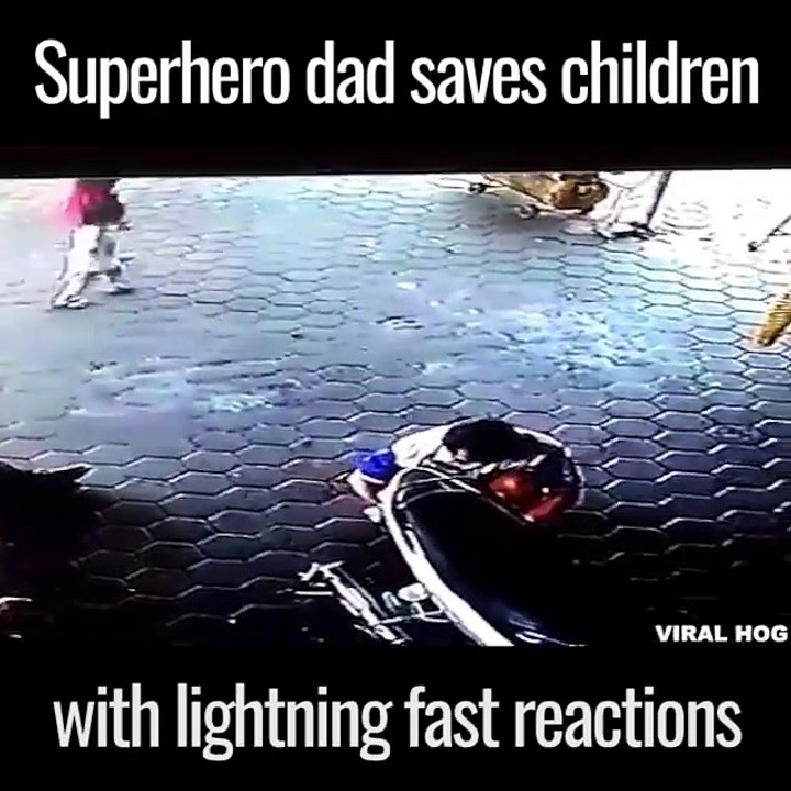 Superhero Dad Saves Children With Lightning Fast Reaction