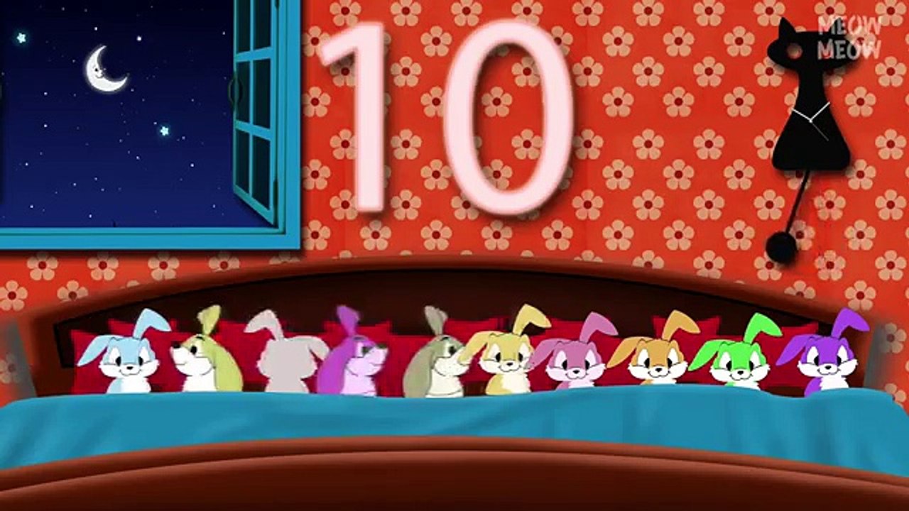 Ten Rabbits In The Bed | Ten In The Bed Nursery Rhymes Cartoon Animation Songs With Lyrics for Kids