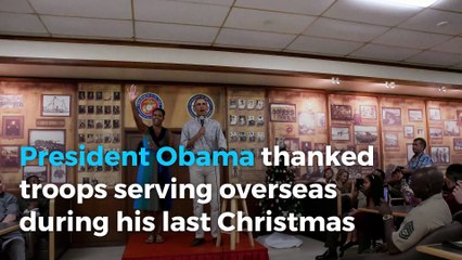 President Obama thanks troops in Hawaii during vacation