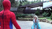 Frozen Elsa kidnapped by Black Spiderman w/ Spiderman Superhero Battle IRL