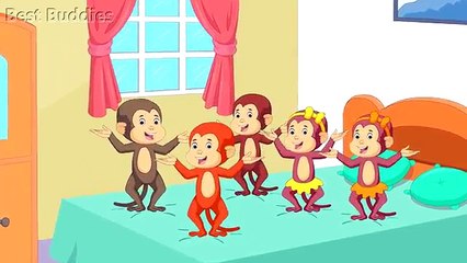 Five Little Monkeys Jumping On The Bed | Nursery Rhyme and Childrens Song | Best Buddies