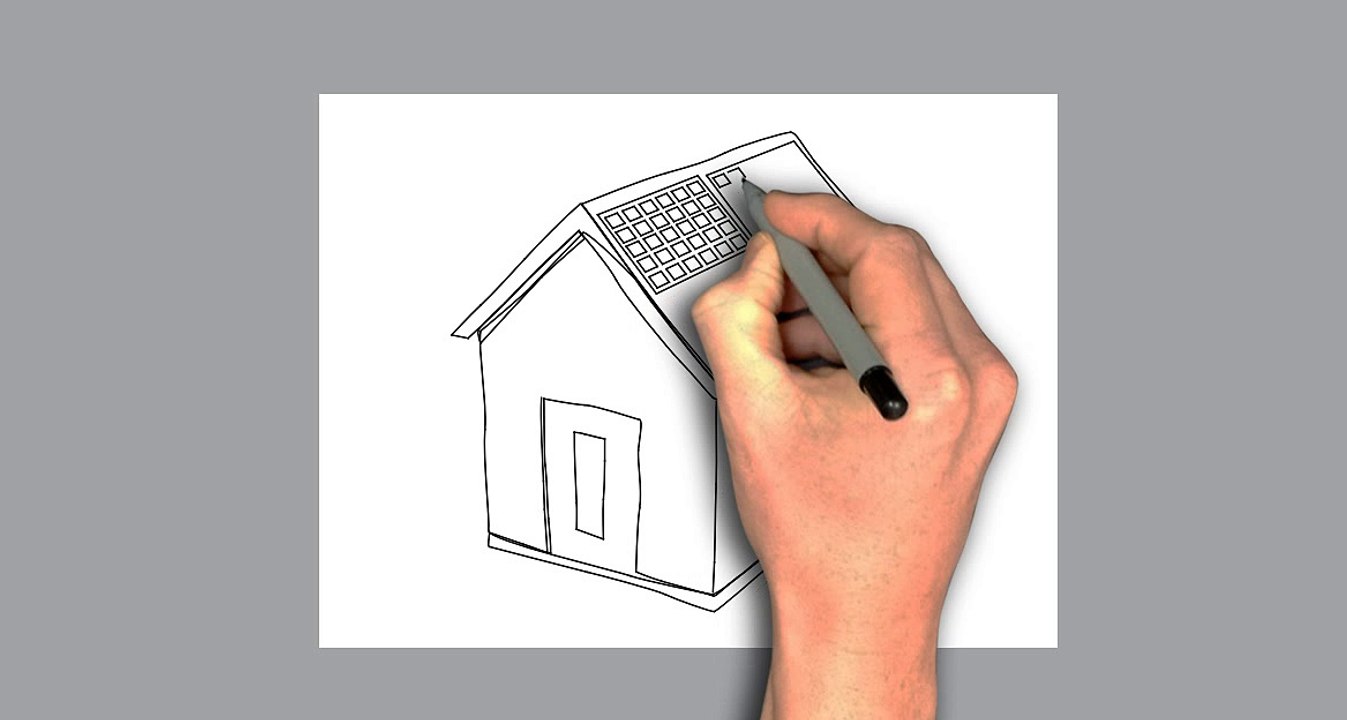 How to Draw step y step for kids-house solar roof-Alternative Energy-by Draw My Hands