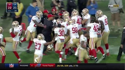 49ers mob each other on sideline after game-clinching INT
