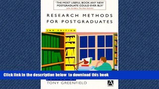 Free [PDF] Download Research Methods for Postgraduates Tony Greenfield BOOK ONLINE
