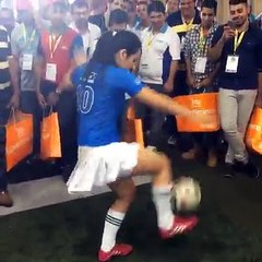 This is amazing football game by a Young Women