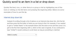 Quickly scroll to an item in a list or drop down