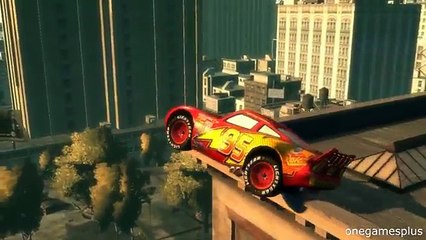 Lightning McQueen disney pixar car race through the city crash test by onegamesplus