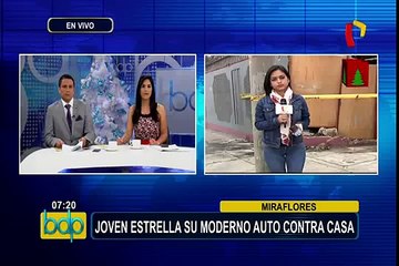 Miraflores: joven estrella moderno auto contra casa