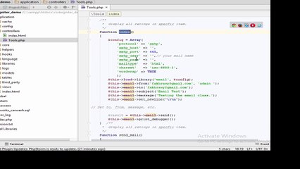 send emails on localhost via codeigniter to gmail