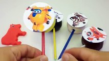 Play & Learn Colors with Play Dough Lollipops Super Wings Mini Molds Fun Animals - Creative for Kids