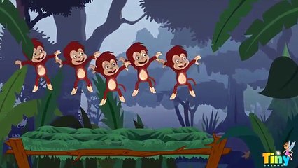 Five Little Monkeys Nursery Rhyme - Songs for Children (Jungle Version )