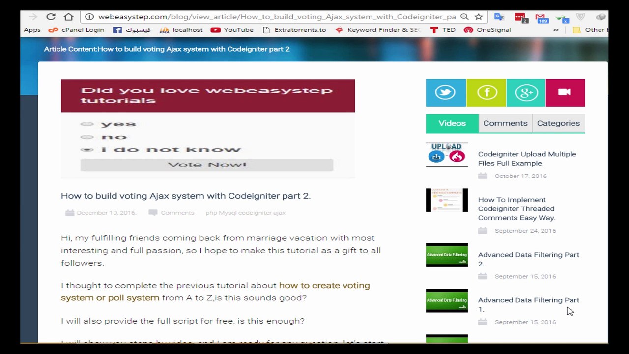 create Ajax Voting system in Php codeigniter