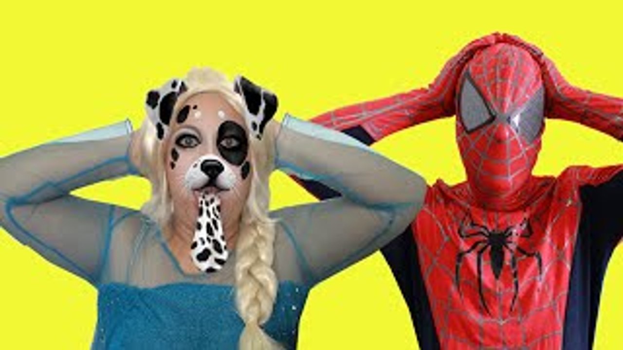 Spiderman vs Elsa Frozen - Elsa turns into a DOG?! Real Life Superheroes Movie