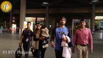 CRICKTER HARBHAJAN SINGH ESCORTS BEAUTIFUL WIFE GEETA AND BABY AT AIRPORT