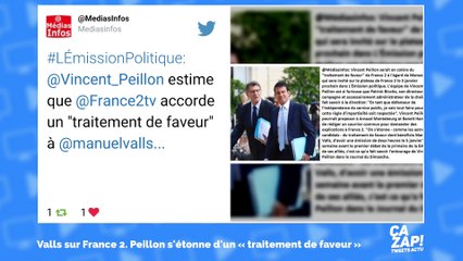 Vincent Peillon dénonce le "traitement de faveur" de Manuel Valls sur France 2