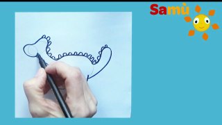 HOW TO DRAW A DINOSAUR SIMPLE KIDS DRAWING - Learning for children, kids, babies