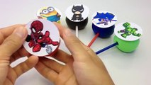 Play & Learn Colors with Glitter Play Dough Lollipops Batman Vs Spiderman Molds Fun - Creative kids