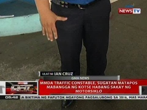 MMDA traffic constable, sugatan matapos mabangga ng kotse habang sakay ng motorsiklo