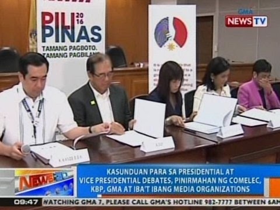 NTG: Kasunduan para sa presidential at vice presidential debates, pinirmahan na