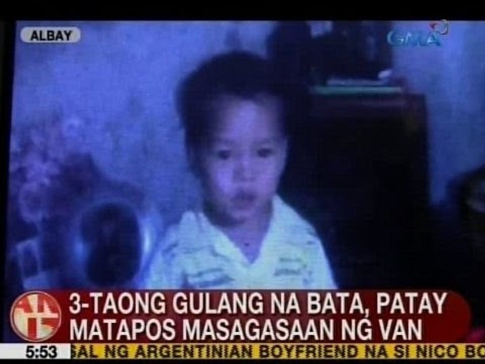 UB: 3-taong gulang na bata, patay matapos masagasaan ng van sa Albay